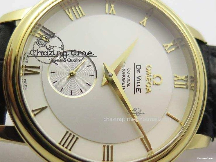 0310 Contemporary De Ville MK 1:1 Best Edition YG White Dial On Black Leather Asian Seagull T1701 (Sec@6) 8233